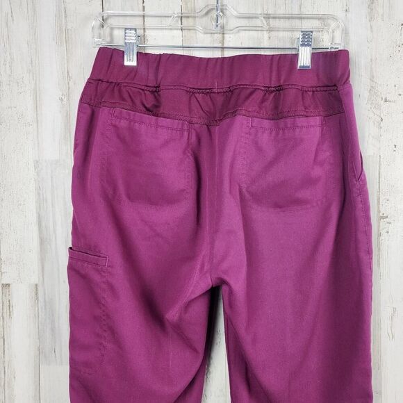 Grey's Anatomy Spandex Stretch 3 Pocket Cargo Scrub Pants Wine Size Small Tall - Picture 9 of 11